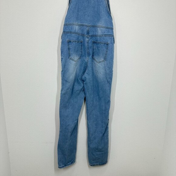 Misslook Floral Painted Denim Bib Overalls Festival Quirky Women's Size Small - Picture 2 of 12